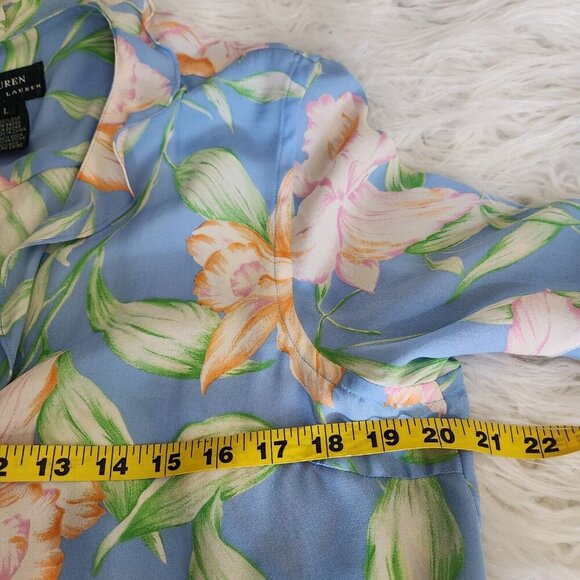 Vintage Lauren Ralph Lauren Floral Silk Blouse Maxi Skirt 2-PC Set Large 14 Wrap - Picture 13 of 16